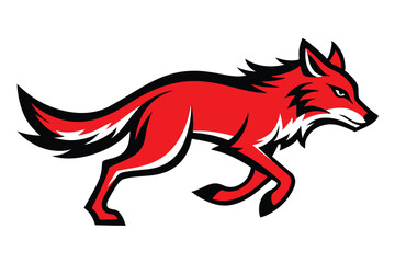 Solid color Red Wolf animal vector design