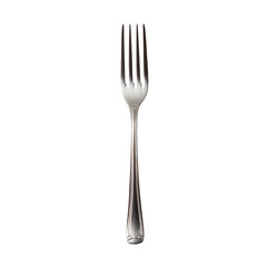 A silver fork placed upright on a clean transparent background ready for dining or serving food