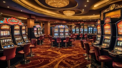 casino background with only slot machines generate ai