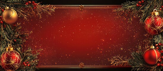 Illustrate a Christmas menu in 3D with a red and gold frame on a festive scene.