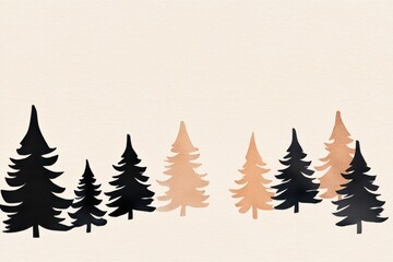Obraz premium Stylized trees illustration, white isolate background