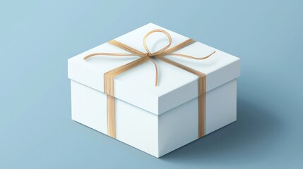 White box for gift packaging in 3D, featuring a pull string, displayed in a closed state.