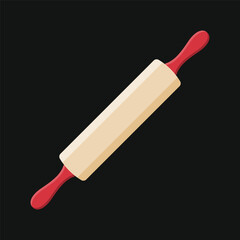 Rolling pin flat vector design isolated on black background