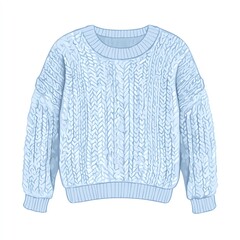Cozy blue knitted sweater on white isolated background.