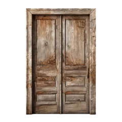 Wall murals Rustic wooden double doors with peeling paint in a minimalist setting capturing vintage charm