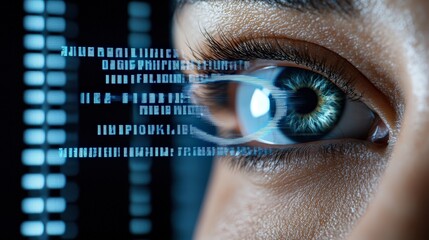 Human Eye with Digital Code Overlay   Futuristic Technology Concept