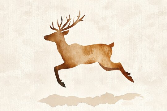 A running deer silhouette on a textured background.