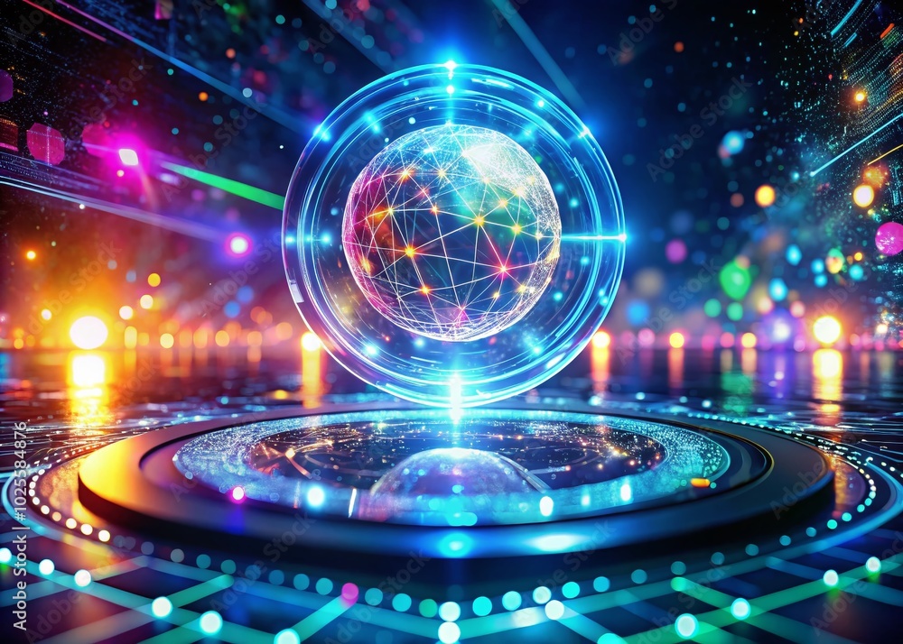 Aufkleber futuristic hud with 3d object and holographic nanotechnology interface
