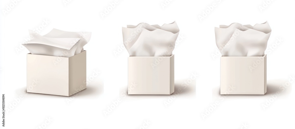 Poster design a 3d white box with a slide-out component for elegant product presentation.