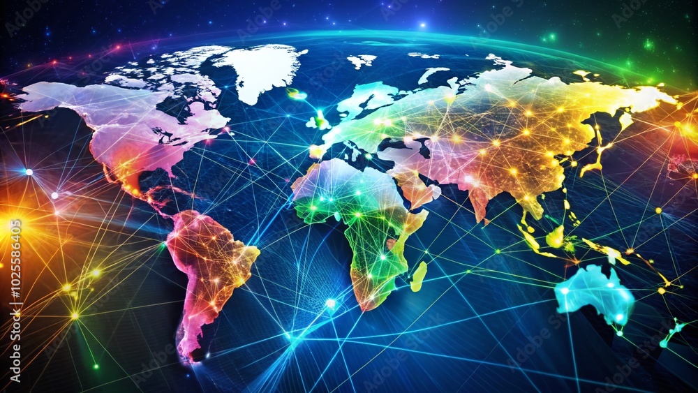 Aufkleber global technology map: visualizing the interconnected world of innovation and digital advancements a
