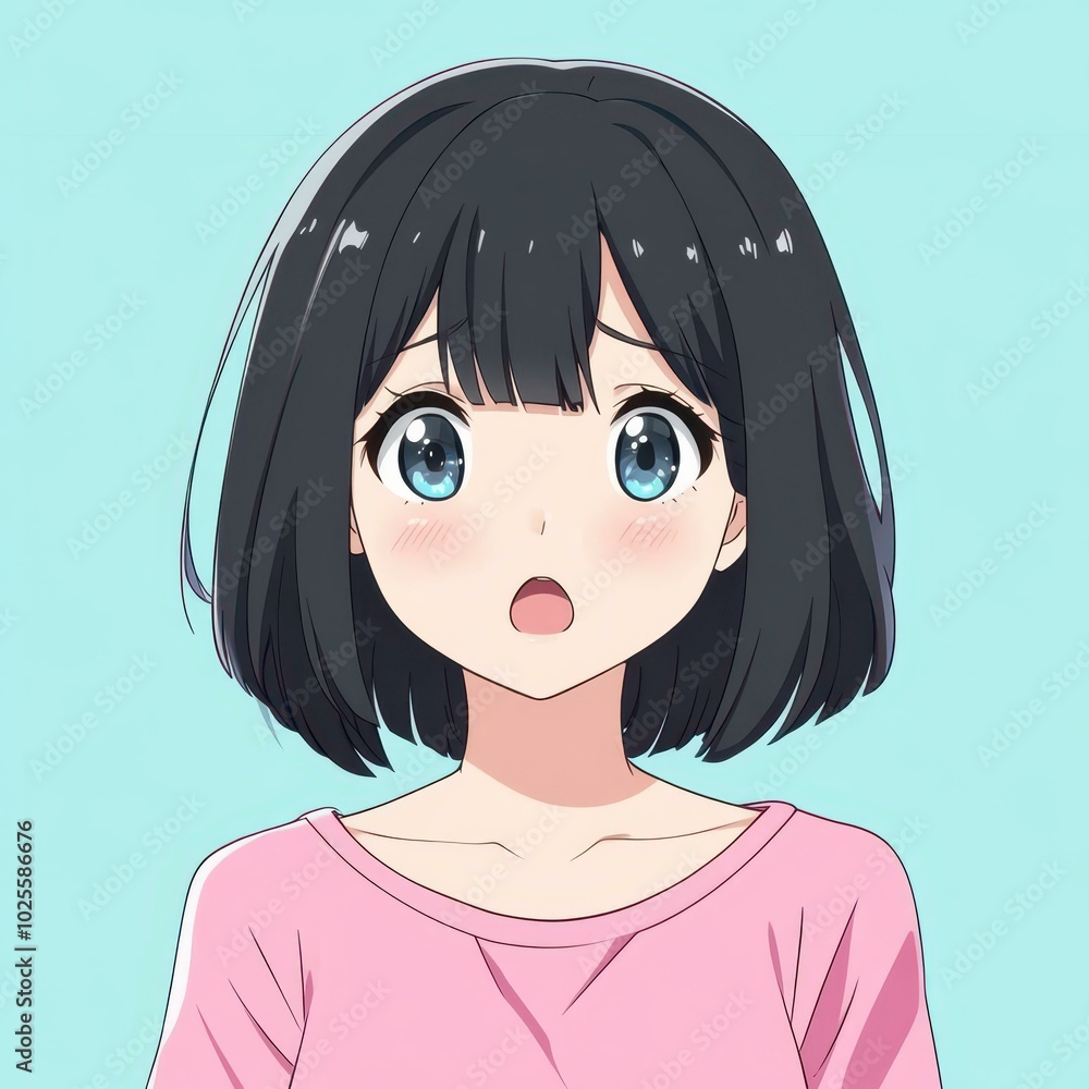 Canvas Prints Cute anime girl with vivid colors and playful expressions, embodying the whimsical charm of a lighthearted series.