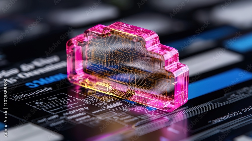 Poster cloud computing concept futuristic transparent icon on digital interface