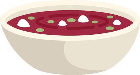 This vector illustration features a delicious looking bowl of borscht soup, perfect for food bloggers, restaurant menus, and more