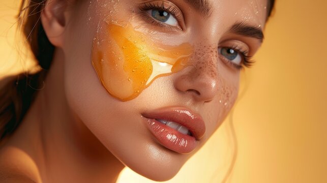 Luminous Skin with Honey Facial Mask, cosmetic and spa concept