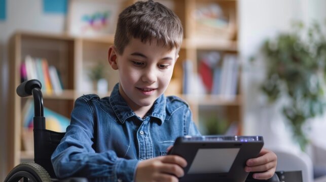 Student Using Braille Tablet for Learning