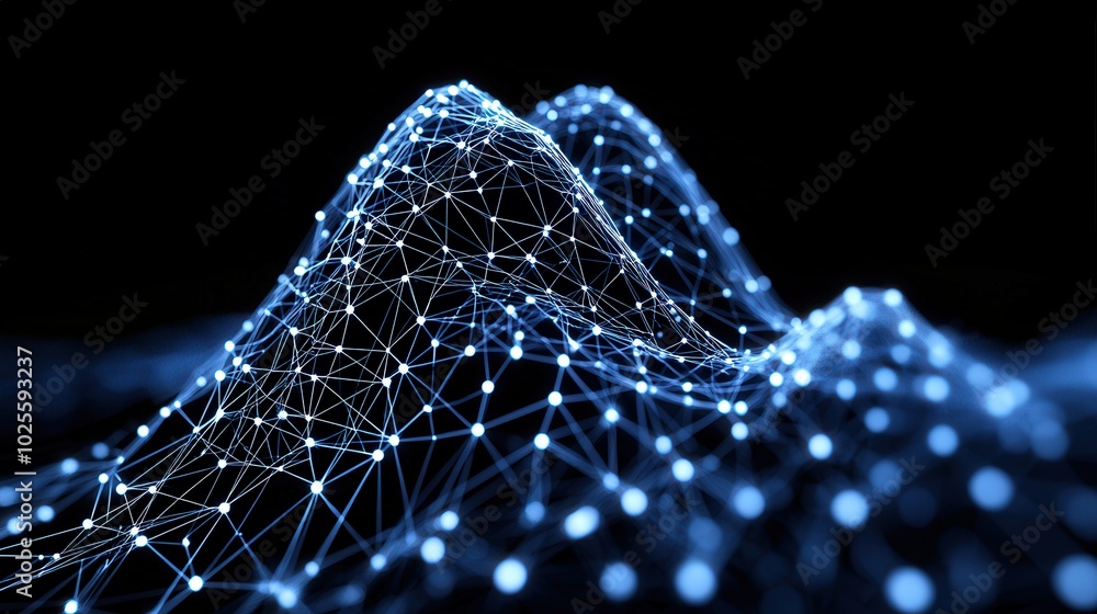 Poster abstract blue network connection digital data technology background futuristic cyber