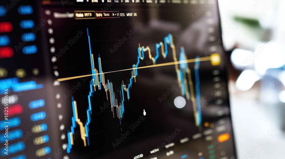 Aufkleber stock market data analytics chart on computer screen
