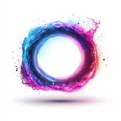 Colorful splash design with vibrant shades and a circular form on a white isolated background.