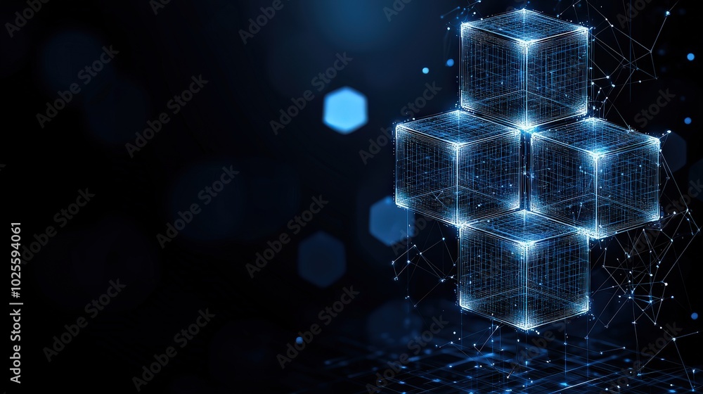 Poster futuristic digital hexagon cubes abstract background technology data network innovati