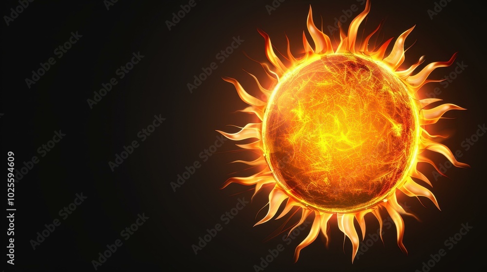 Sticker A vibrant sphere of fire glows fiercely, radiating energy and strength against a contrasting dark backdrop.