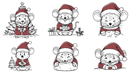 A charming little mouse dressed in a festive Santa Claus outfit, complete with a fluffy red hat and matching suit