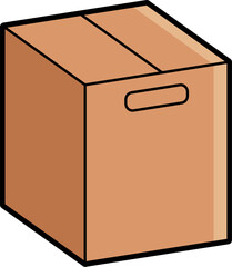 Closed cardboard box colored illustration vector