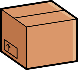 Closed cardboard box colored illustration vector