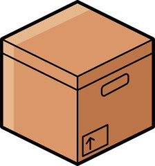 Closed cardboard box colored illustration vector
