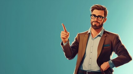 Single point of contact and SPOC concept. Management of project. Handsome man manager of project. Outsourcing and consulting. Modern character design.