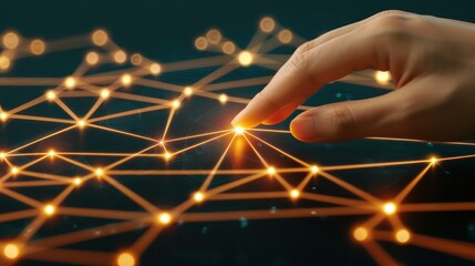 A finger reaches out to a vibrant web of digital links, showcasing the essence of modern connectivity and interaction.