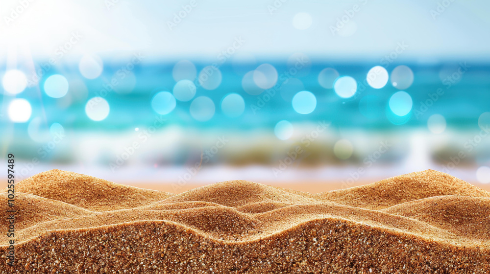 Canvas Prints Experience the serene beauty of sparkling sand with sunlights bokeh effect, perfect for a tranquil summer vibe.