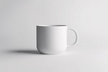 Obraz premium Chic ceramic mug mockup on a clean backdrop, ideal for displaying your branding or design in a sleek, minimalist style.