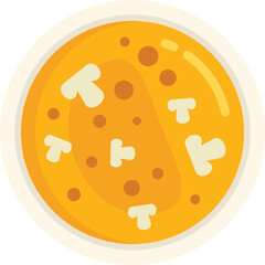 Bowl of creamy mushroom soup is being photographed from above