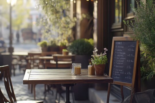 Blank chalkboard menu outside caf�, with copy space - Powered by Adobe