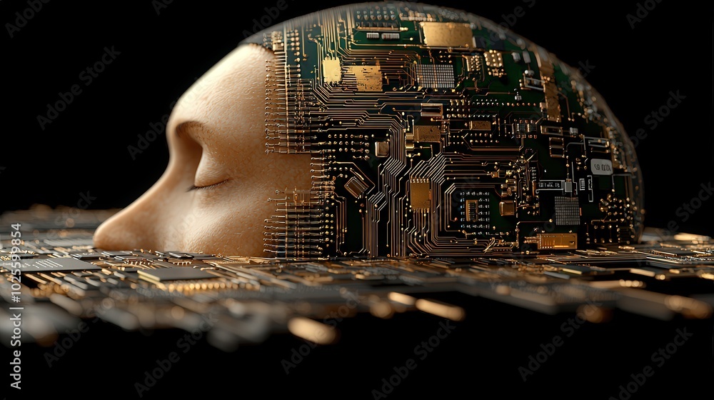 Poster human brain circuitry ai neural network big data technology concept