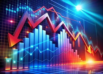 Fototapeta premium Illustration Representing Financial Crisis with Graphs, Declining Stocks, and Economic Downturn Concepts for Visual