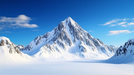Obraz premium Majestic Snowy Mountain Peak Under Clear Blue Sky