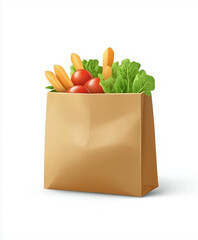 Colorful Assorted Fresh Groceries Including Organic Vegetables and Fruits Displayed on Simple White Background for Health and Wellness