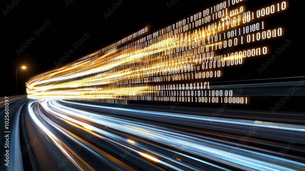 Poster digital highway abstract data flow and light trails