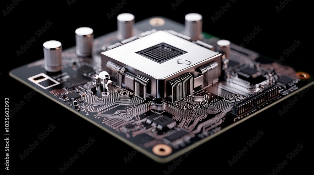 Poster advanced processor chip on circuit board technology and innovation background