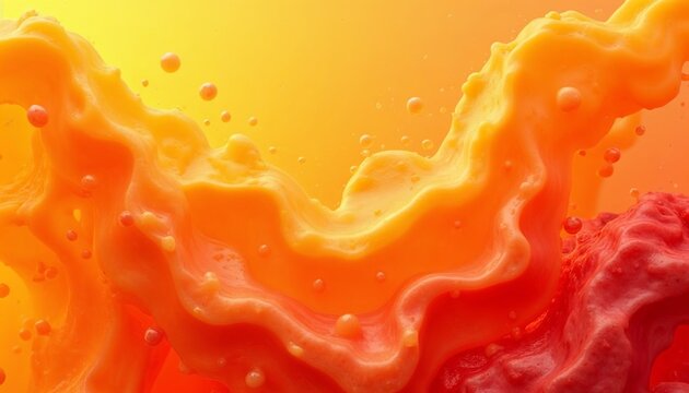 Abstract fruit punch background with swirling orange, yellow, and red colors and soft bubbles