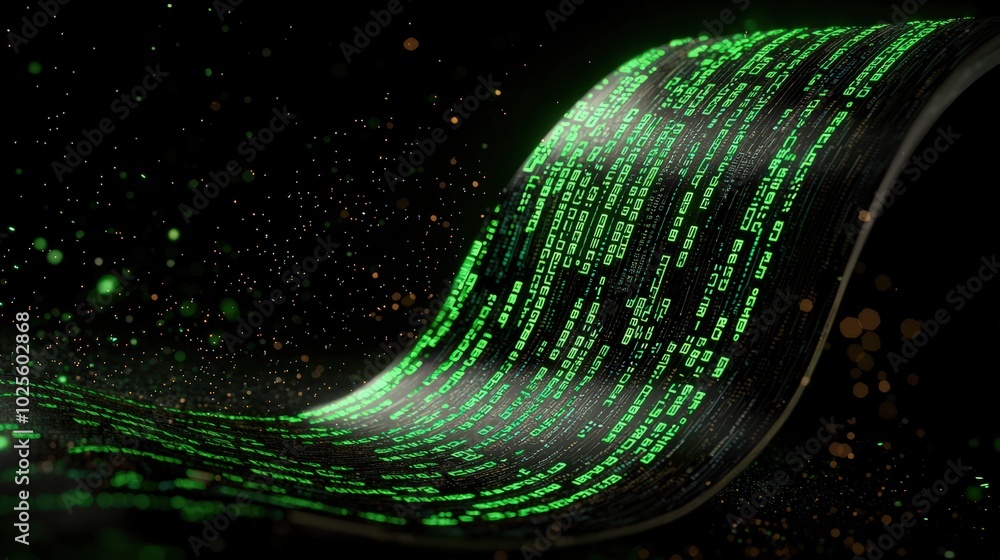 Aufkleber abstract digital code wave with glittering particles