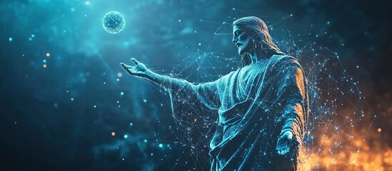 Digital Christ Reaching for a Light