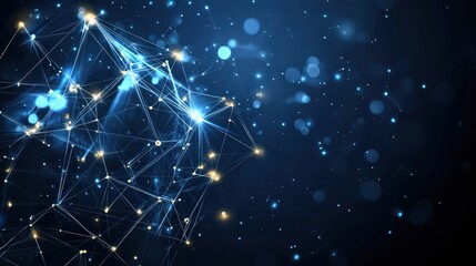 Obraz premium Abstract Blue and Yellow Network Connection Background Technology Data Internet Digit