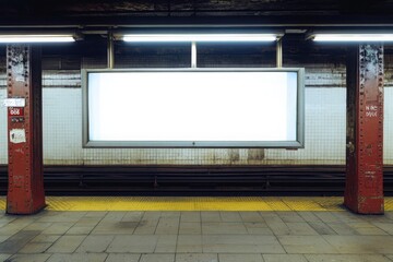 Blank subway platform advertisement panel, with copy space