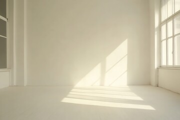 Obraz premium Blank white wall in a minimalist room, with copy space