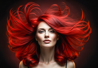 Vibrant red hair concept for beauty and fashion photography