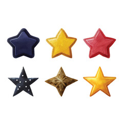 Collection of Watercolor Star Tags in Various Rich Color Tones