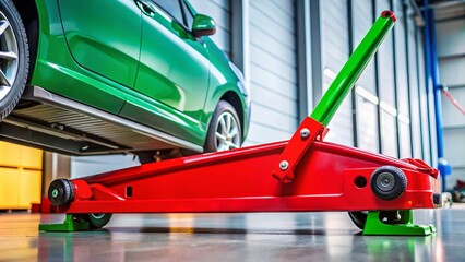 Fototapeta premium Jack Car: Versatile Auto Tool for Lifting, Repairing, and Supporting Vehicles with Durability and Safety in Mind