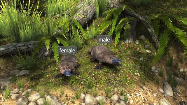 Male and Female platypus